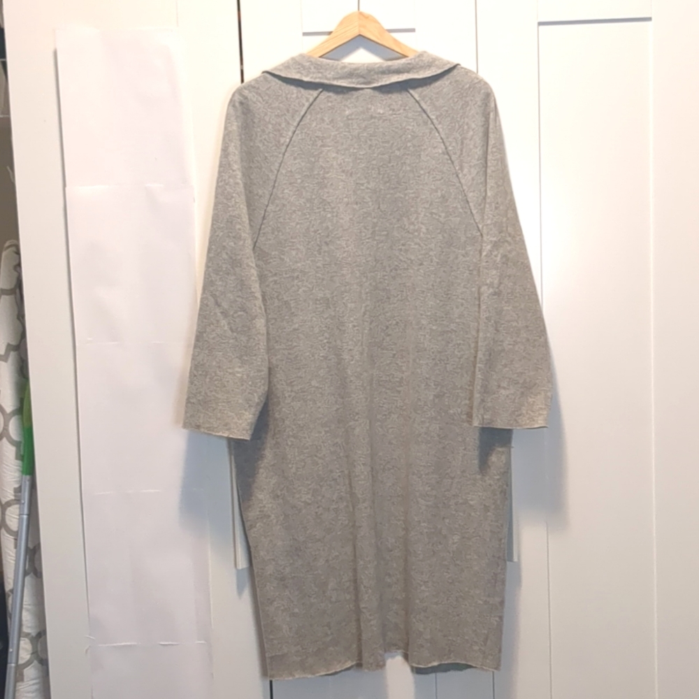 Oak + Fort Grey Wool Blend Long Sweater with Lapels - Picture 9 of 9